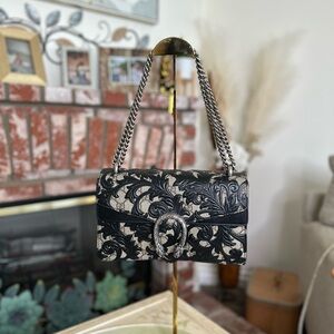 Authentic Gucci Dionysus GG Supreme Arabesque‎ Chain Shoulder Bag Navy Blue